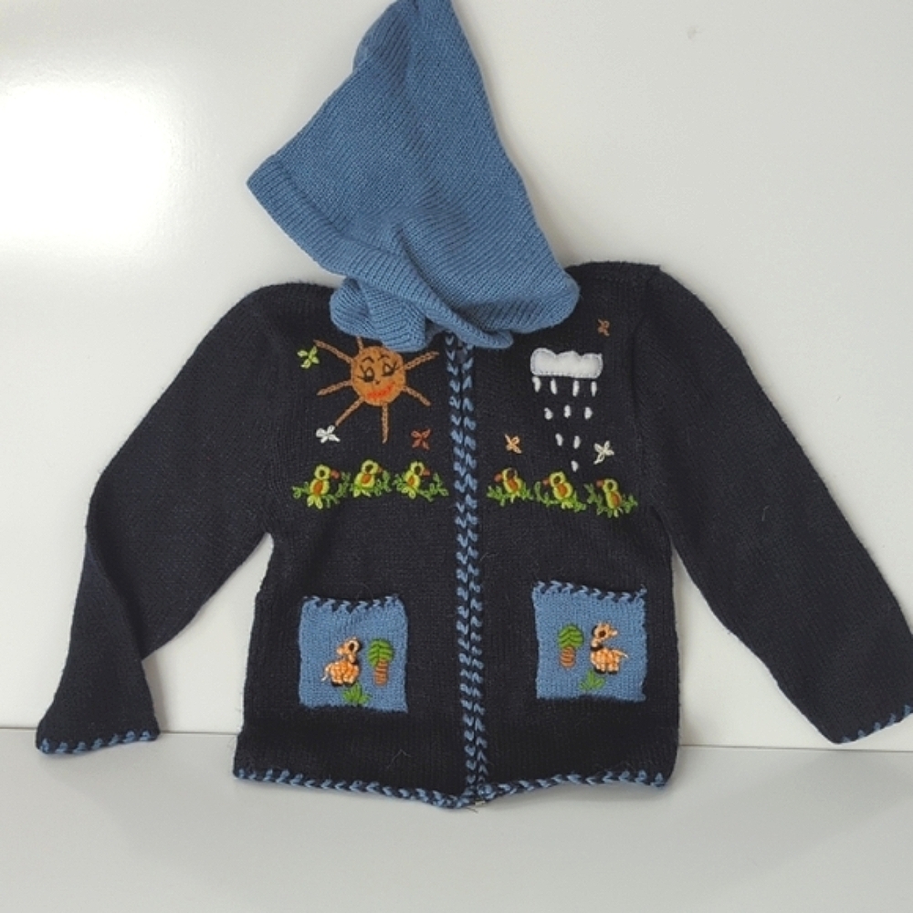Peruvian Wool Knitted Dark Blue Children's Sweater